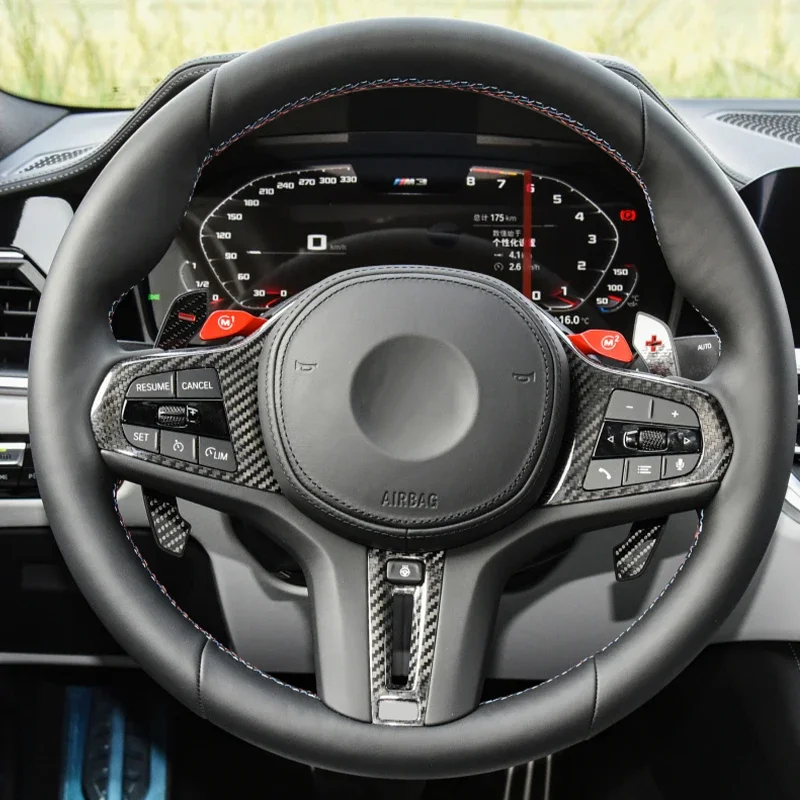 For BMW G30 G32 G42 G14 G01 G02 G05 G06 G07 G20 G22 G26 G29 G80 Real Carbon Fiber Steering Wheel Trim Cover Frame M Merformance
