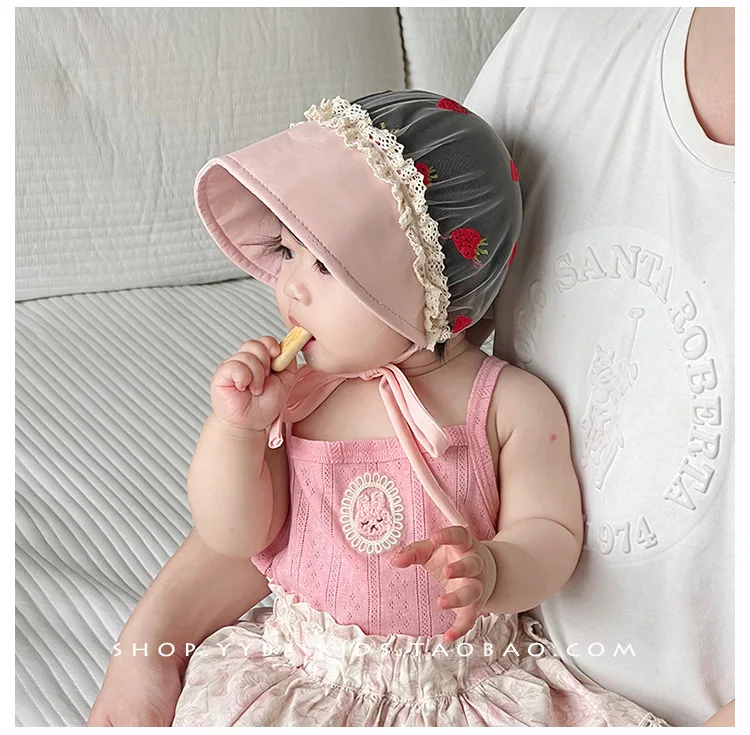 

Baby Hat Summer Thin Breathable Mesh Court Hat Baby Sunscreen Sunshade Small Month-old Protective Door Tire Hat Korean