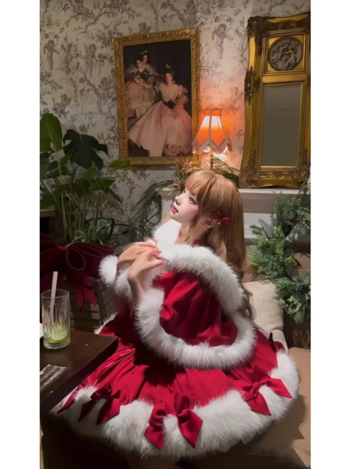 

Cisas Theme Lolita Skirt Set Women's Faion Red Coat oulder Knot Strap Puffy Skirt with Long Sve Zipper C...
