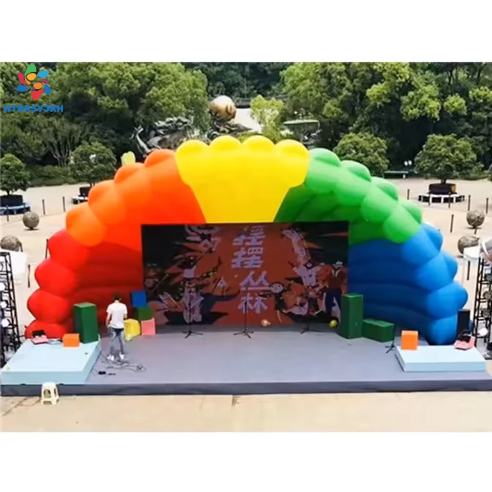 

Outdoor inflatable stage tent, Rainbow Shell, air shade canopy for music events, portable rainbow-colored shelter, new series
