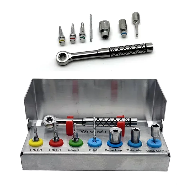 

Dental Bone Expander SOS Kit Implant Removal Set with Ratchet Wrench Broken Fixture Extractor for Dental Surgery Tools