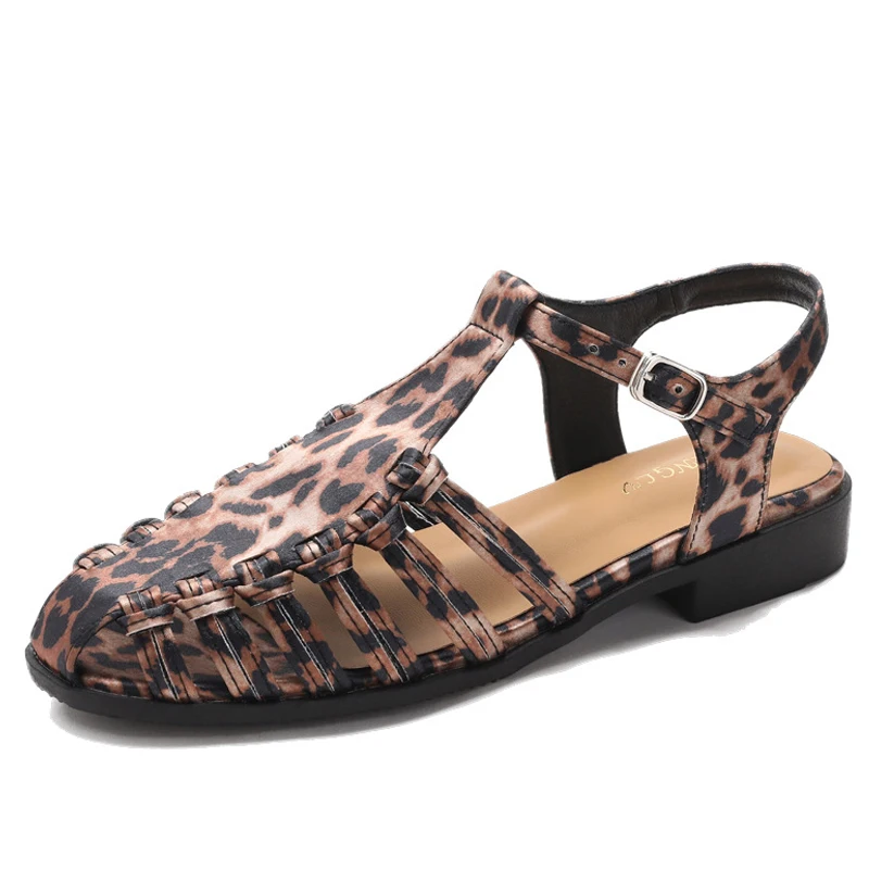 

2026 Loafers Closed Toe Sandals Buckle Strap Weave Shoes Microfiber Slip on Hollow Out Casual Flat Sandals