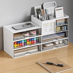 Office Desktop Stationery Storage Box with Notes Photo Cards Display Area Stackable Cosmetics Sundries Storage Drawer Organizer