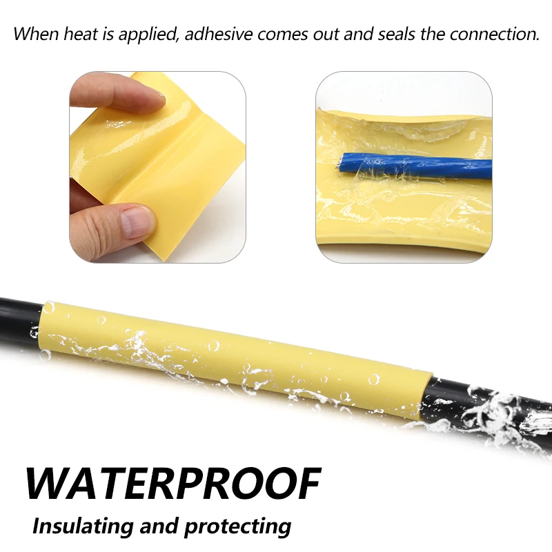 Yellow/Green 3:1 Dual Wall With Glue Heat Shrink Tube 1.6mm ~ 39mm Polyolefin Insulated Adhesive Lined Shrinkable Cable Sleeve