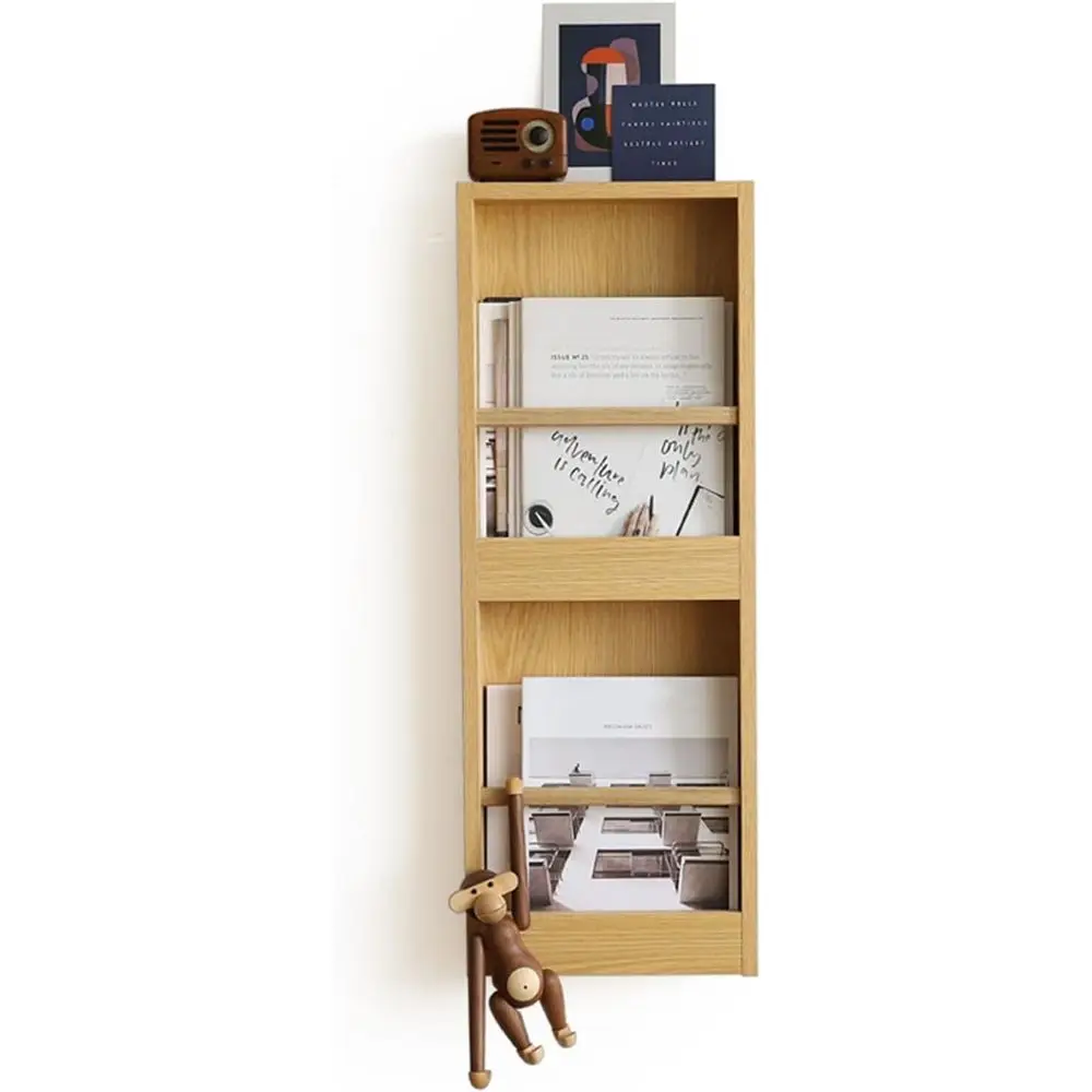 

Настенная деревянная подставка для журналов (одно- или двухъярусная), подвесная книжная полка, органайзер для почты, для дома или офиса, размер A, 76x