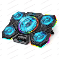 Laptop Cooling Pad RGB Cooler Laptop Stand with 6 Quiet Cooling Fans 6 Height Adjustable Cooling Pads for Laptops 11-17 inches