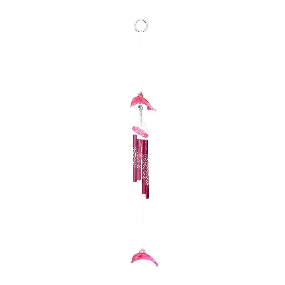 Blessing Gift Crystal Dolphin Creative 4 Metal Tubes Home Garden Bell Wind Chime