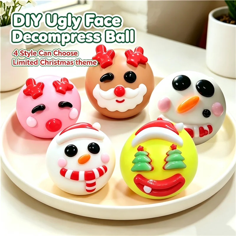 Christmas Limited Edition DIY Ugly Face Dog Squishy Pinch Pressure Ball Slow Rebound Soft Decompression Relief Toy for Adult