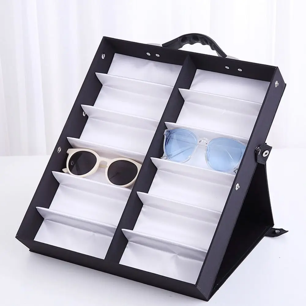 Portable Stand Eyewear Holder Glasses Frame Tray Eyeglass Organizer Box Sunglasses Display Case 12 Slots Glasses Tray