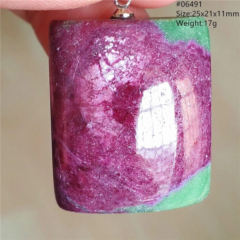 Natural Red Ruby Pendant Jewelry Fashion Rectangle Red Green Ruby Women Men Necklace Gemstone 925 Sterling Silver AAAAA