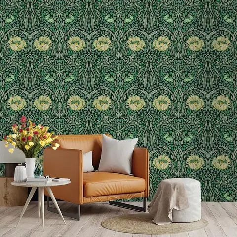 Stick Wallpaper Green Leaf Vine William Morris Vintage Botanical Removable Self Adhesive Wallpaper Contact Paper Wall Decor