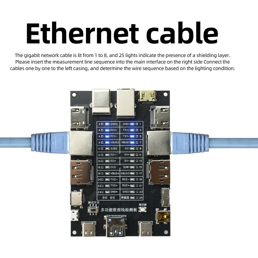 Portable Wire Detection Module Multi Functional Data Cable Tester Ethernet USB DP Printer Cable Continuity Checker view 4