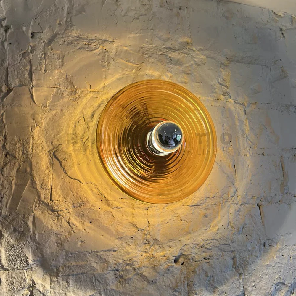 Water Ripple Glass Wall Lamp Design Bauhaus Style Lighting for Bedroom Corridor Vintage Home Decor Indoor Ceiling Light Fixture