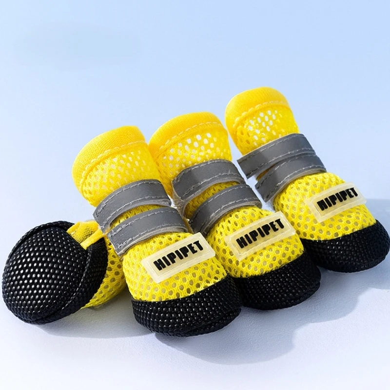 Lightweight Breathable Dog Mesh Shoes Reflective Adjustable Anti-Slip Pet Dog Boots Wear-Resistant Outdoor Footwear