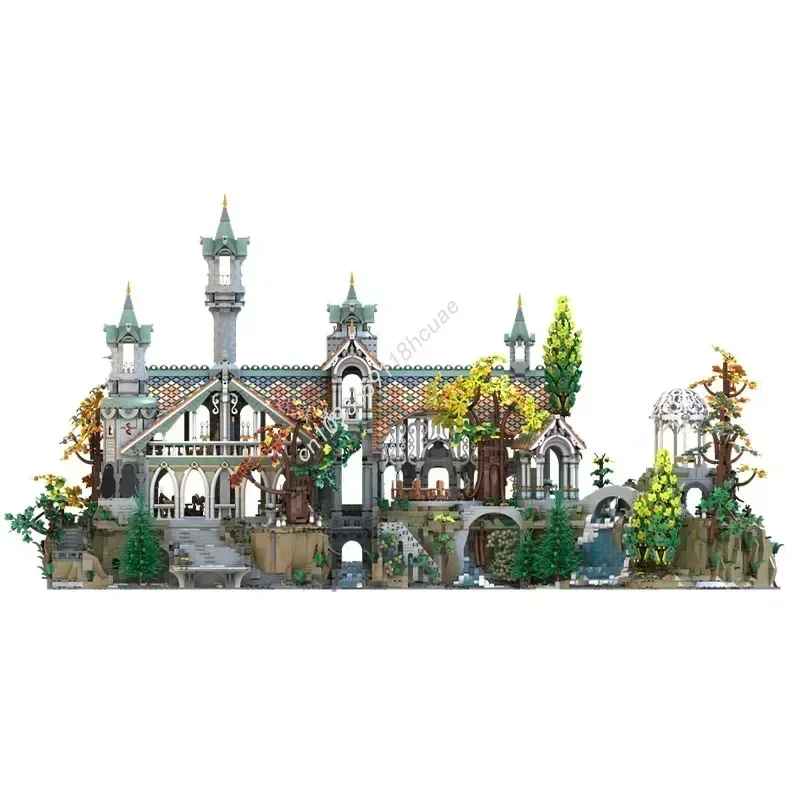 Rivendell Uitbreiding Huis En Bergbasis Architectuur Moc Bouwstenen Model Assemblage Speelgoed Kinderen Festival Kerstcadeaus