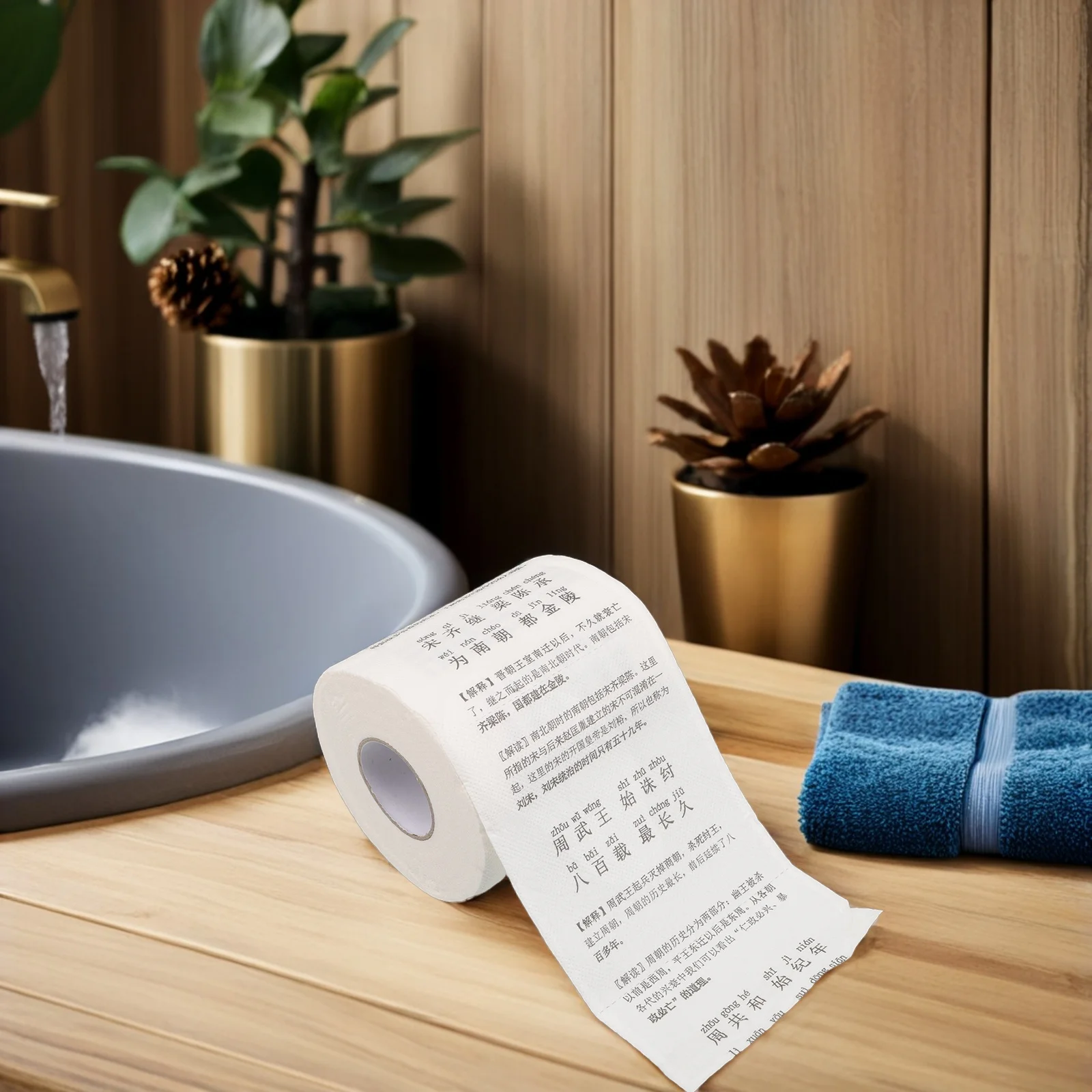 

6 Rolls Soft Toilet Paper Chinese Character Educational Design Bathroom Tissue For Home Office Travel Decorative Novelty Toilet