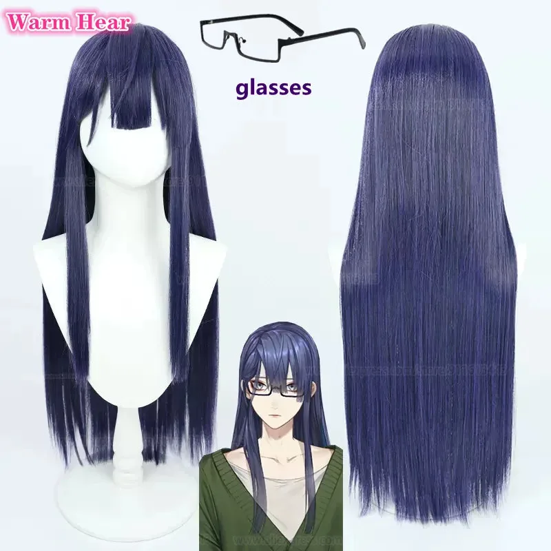 

VTuber NIJISANJI EN Nagao Kei Cosplay Wig Dark Blue 80cm Long Straight Wig Heat Resistant Hair Halloween Party Wigs + A Wig Cap