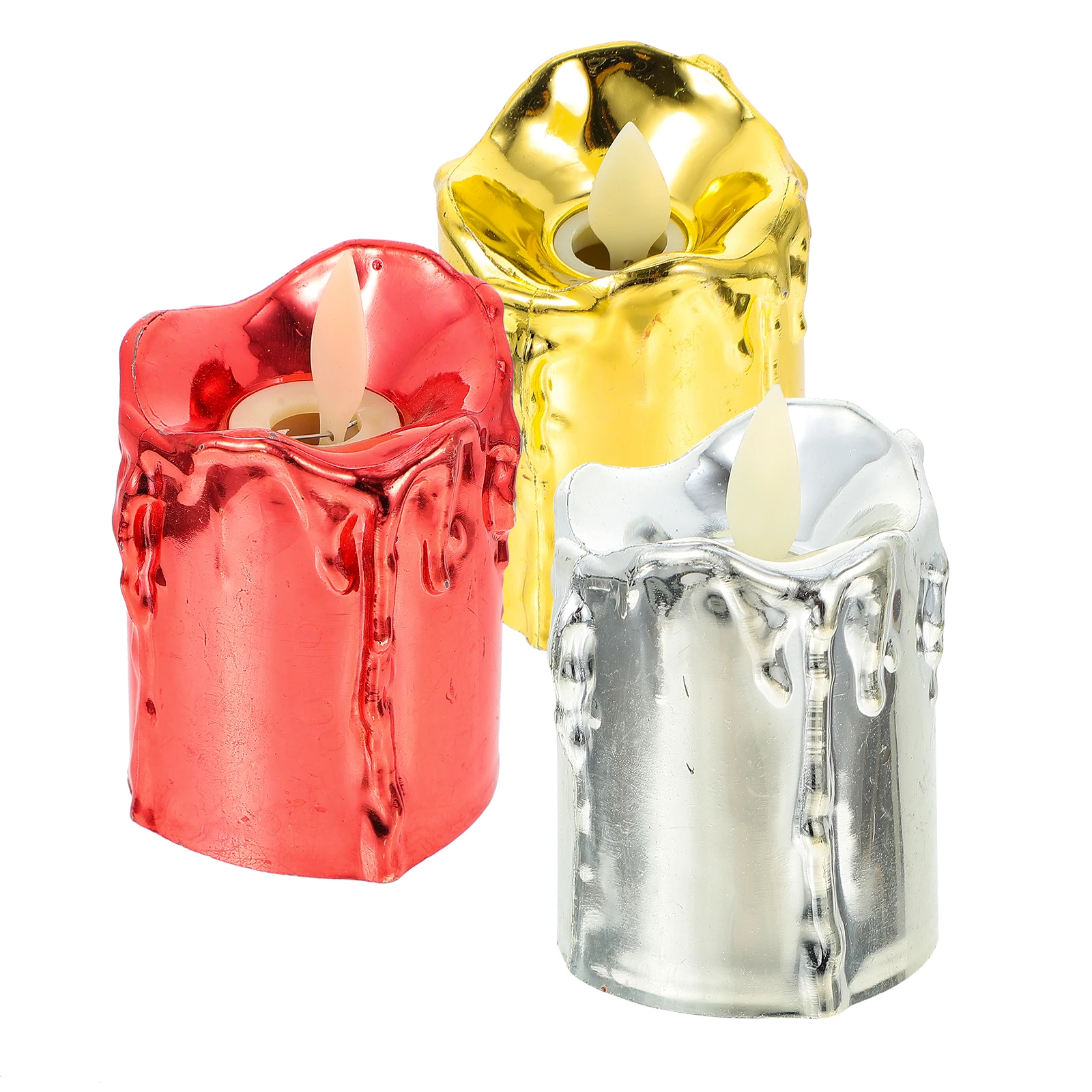 

3 Pcs LED Electronic Candles Smooth PP Material Flickering Flameless Lights Warm Atmosphere Safe Usage LED Lighting