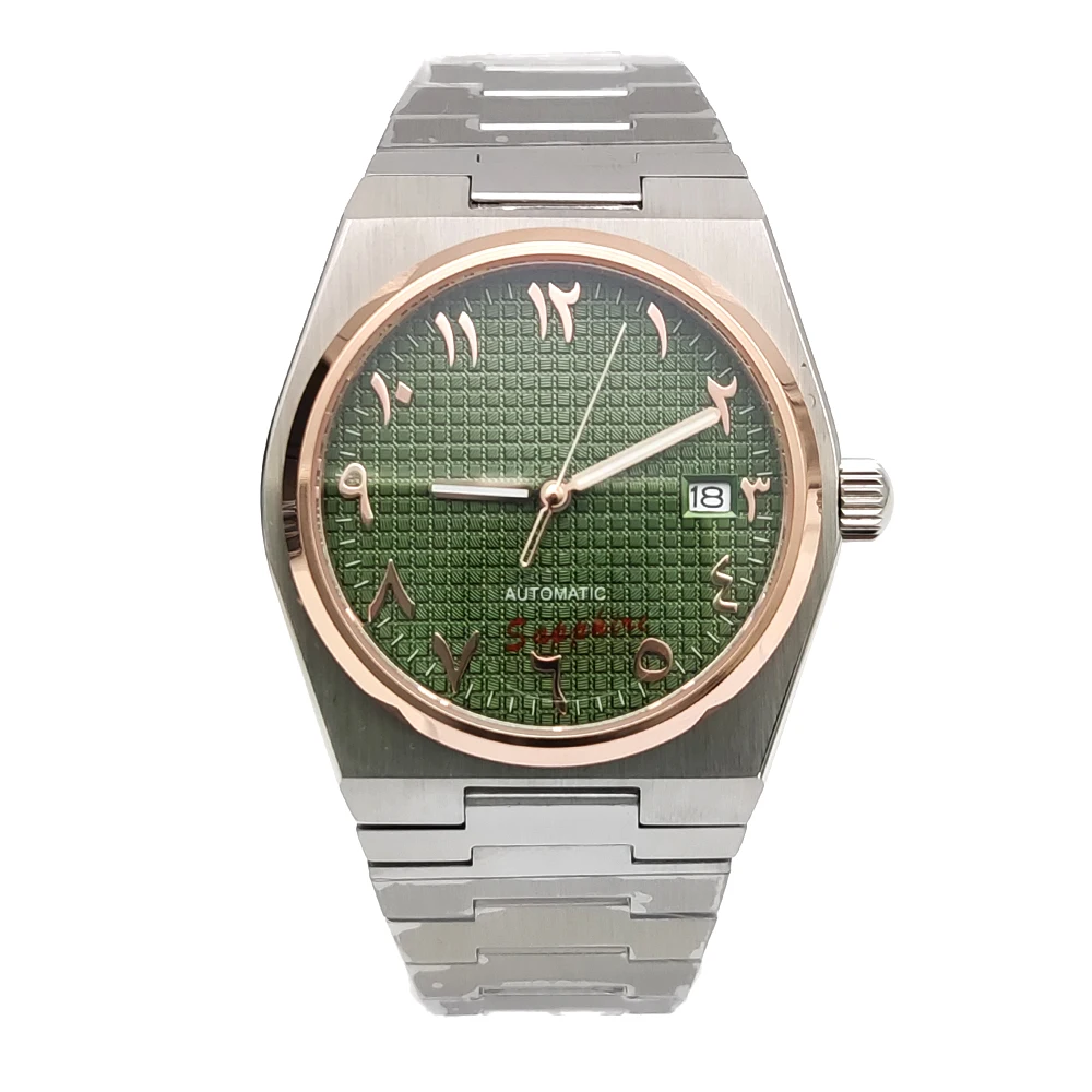 40MM Middle Eastern Arabi Mens Watch Automatic Sapphire Wristwatch NH35 Movement Date Steel Strap Waterproof Automatic Watch Men