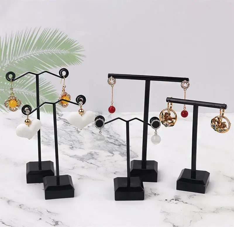 Black Clear Acrylic Jewelry Rack Display Stand T Shape Earring Studs Display Stand Organizer Holder Stud Dangle Hoop Earrings