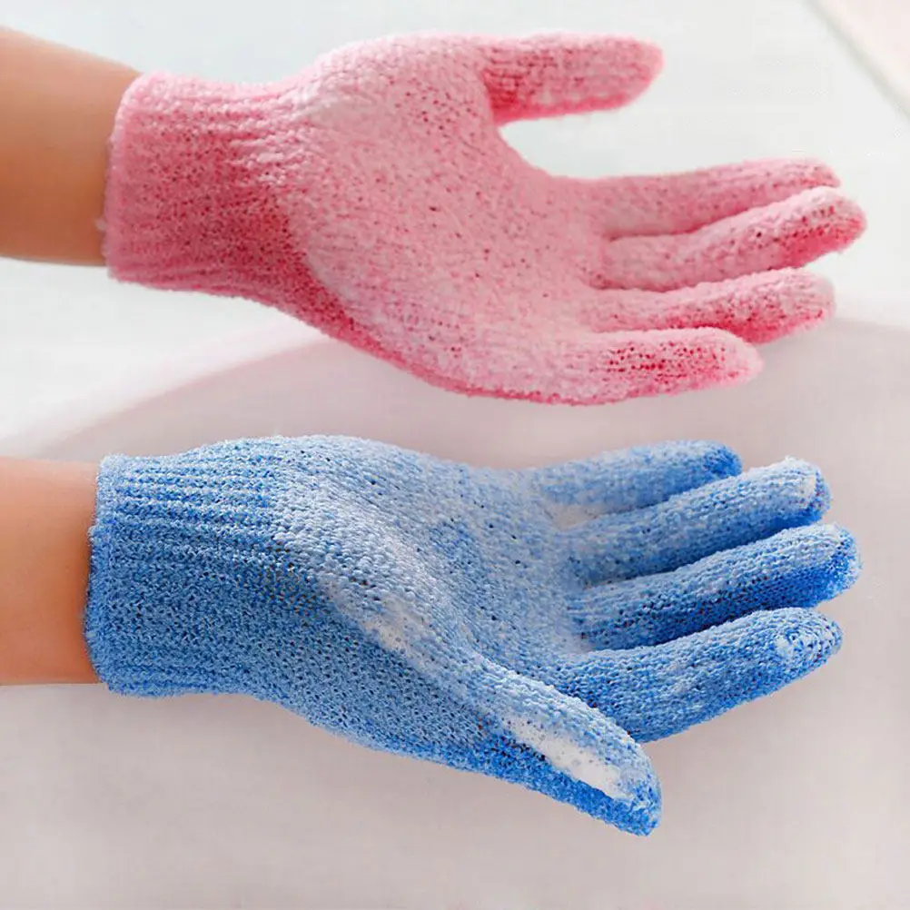 

Double Sided Exfoliating Bath Gloves Body Scrub Shower Cleansing Mitts Easy Clean Stretchy Fits Most