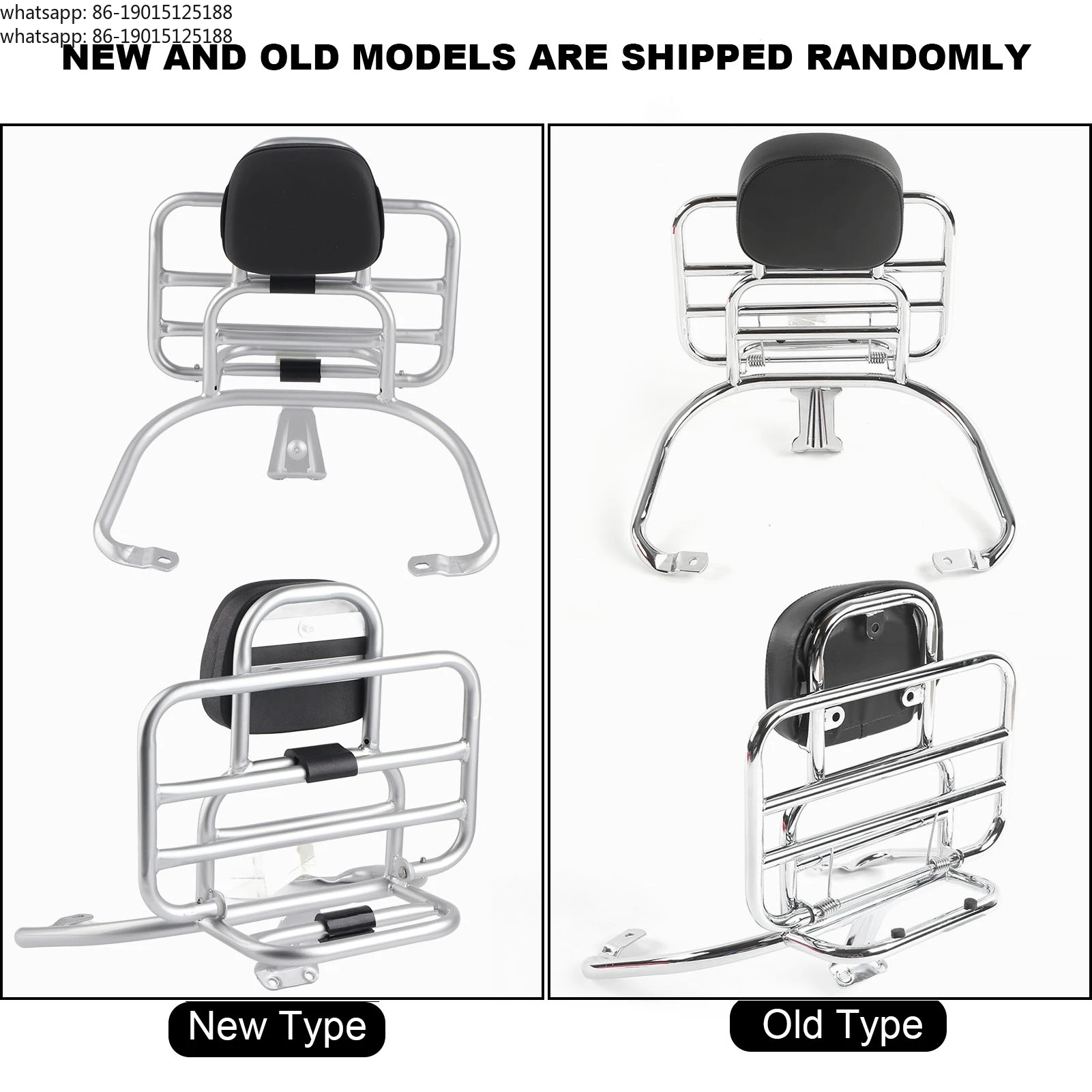 New 2026 Motorcycle stands silver rear luggage rack with backrest cushion, suitable for Sprint Primavera 150