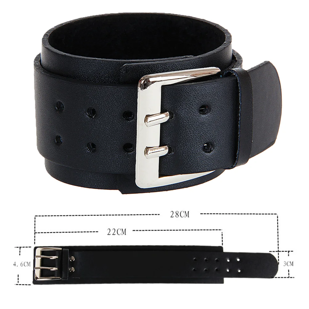 1pc Double Layers Bracelet With Big Buckle Bracelets For Men Hand Ornament Wristband for Men (Black)