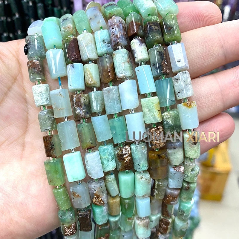 Natural Stone Irregular Cylinder Rough Gem Matte Black Tourmaline Spacer Beads for Jewelry Making Diy Bracelet Accessories