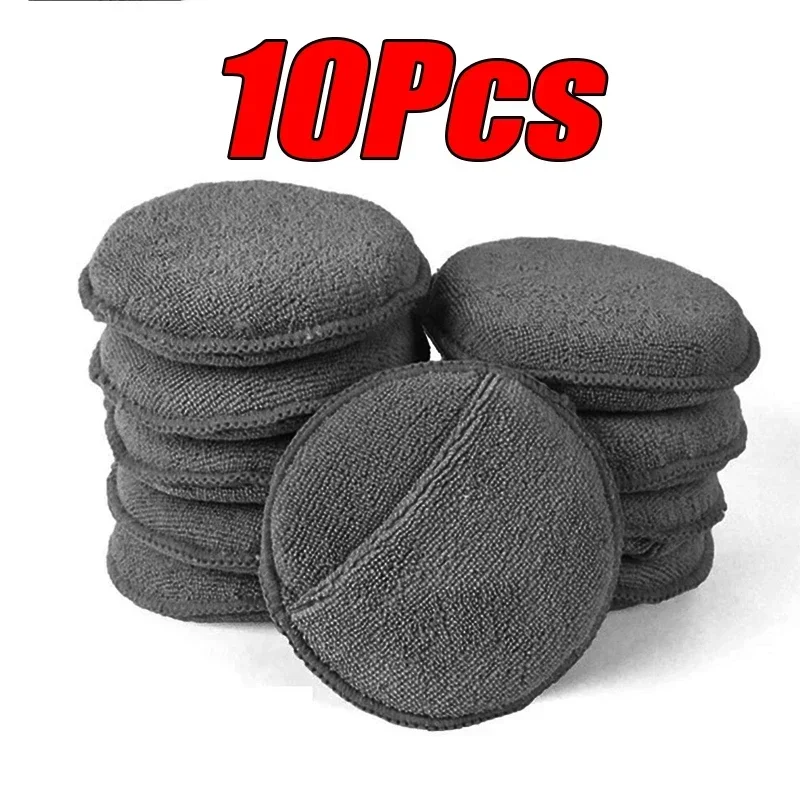 10Pcs Car Detailing Applicator Pads Car Care Waxing Polishing Sponge Soft Microfiber Round Bag Foam Sponge Car Cleaning Tools