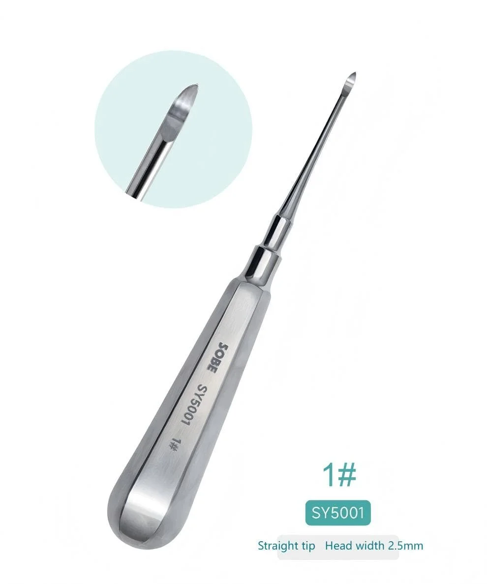 Dental Elevator Hexagonal Shank Straight &Curved Tip Luxating Elevator for Loosening&Extracting Teeth Dental Surgical Instrument