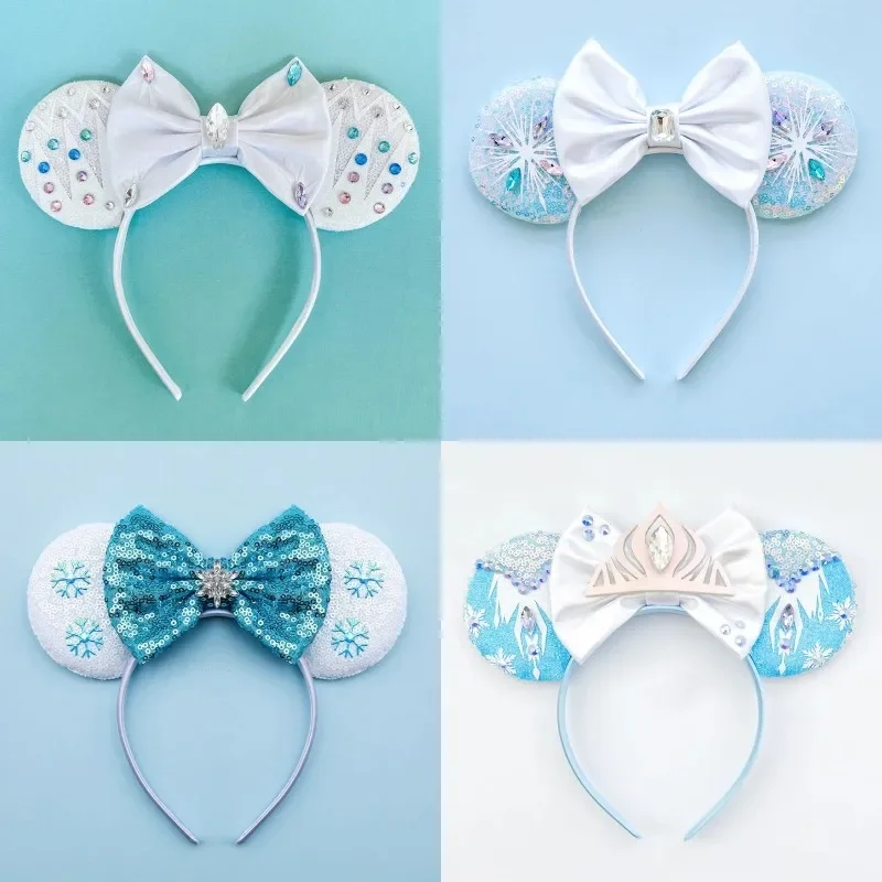 Diadema De Frozen Con Orejas Y Lazo De Elsa – Color Azul Y Gris, Accesorio Oficial Disney, Resistente Y Cómodo Para El Pelo