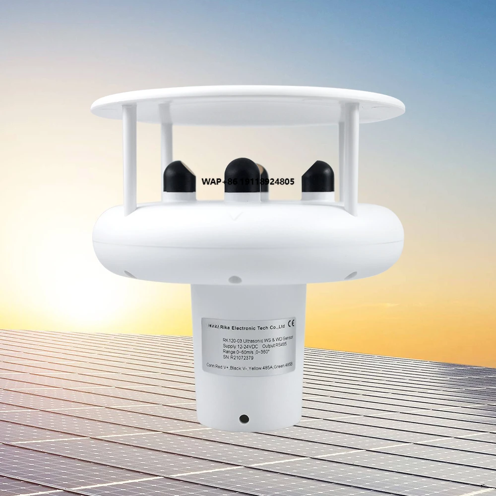 RK120-03 Ultrasonic Wind Speed & Direction Sensor With Auto-Heating for Wind Resource Assessment PV Station Drilling Platform