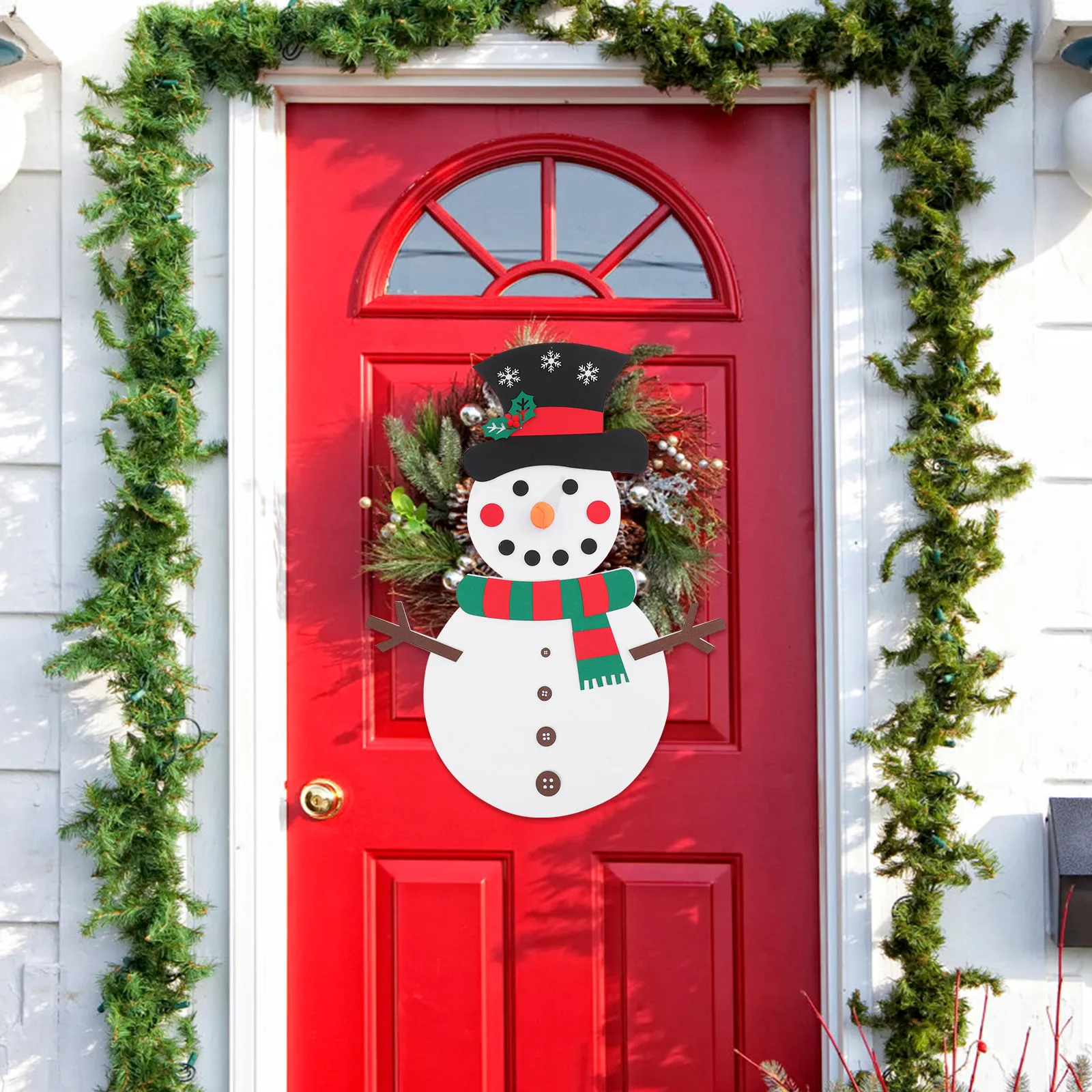 

1 Set Felt Christmas Snowman Decoration Handmade Hanging Pendant Craft Scene Layout Pendant Kit Festival Party Ornament Decor