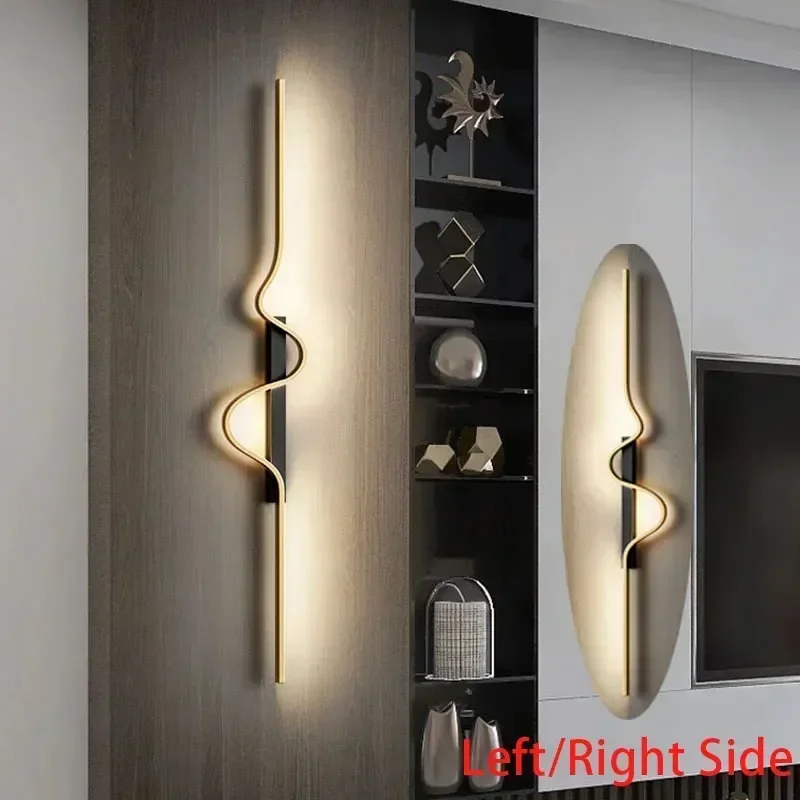 

Simple Long Gold Black New Modern LED Wall Lights Living Dining Room Bedroom Bedside Porch Hallway Lamps Indoor Lighting