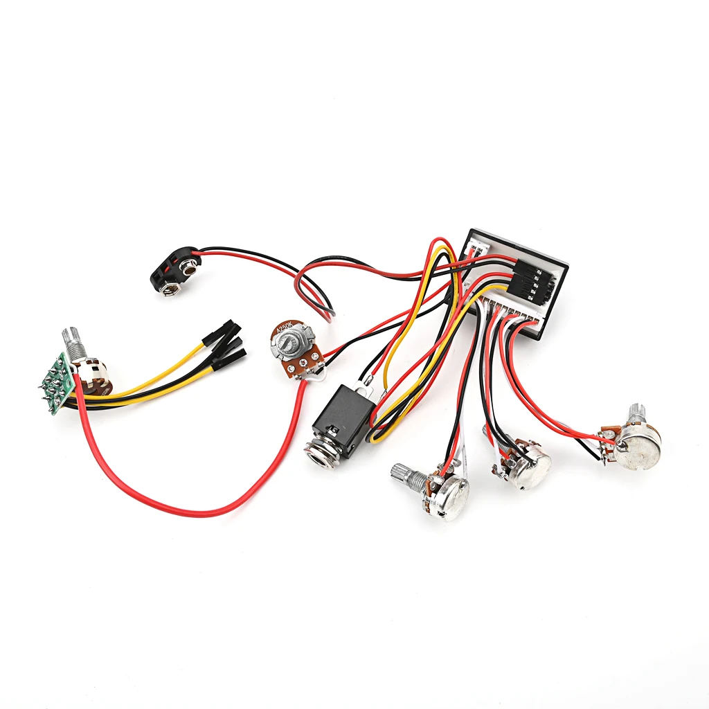 Guitar Preamp Wiring Kit - 3-Band EQ Jack Complete Electronics Assembly  Guitar Parts & Accessories