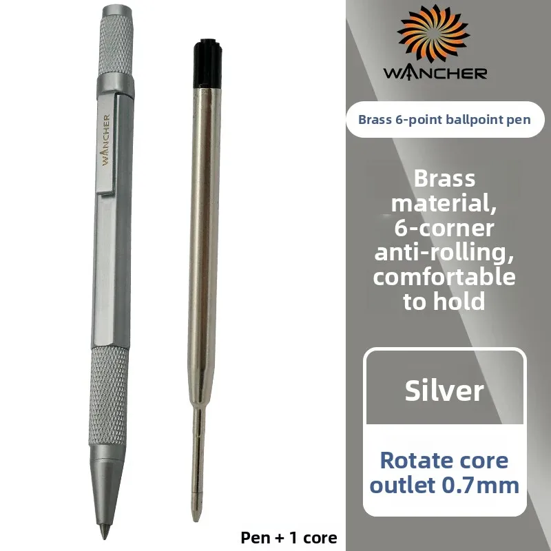 1 قطعة قلم حبر جاف نحاسي للجنسين 6 زوايا مقاوم لللف معدن طالب تعلم الكبار مكتب هدية