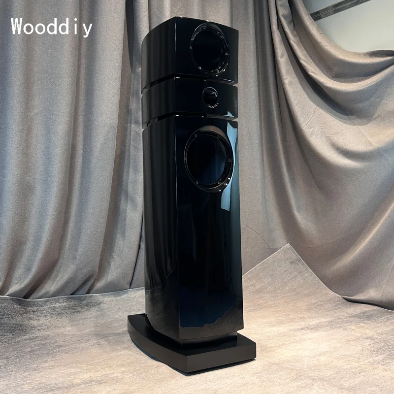 Wooddiy 8 Inch One Pair Gloss Speaker Empty Hifi Cabinet Birch Plywood Waist Drum Radian Three Way Acoustic Design Floor