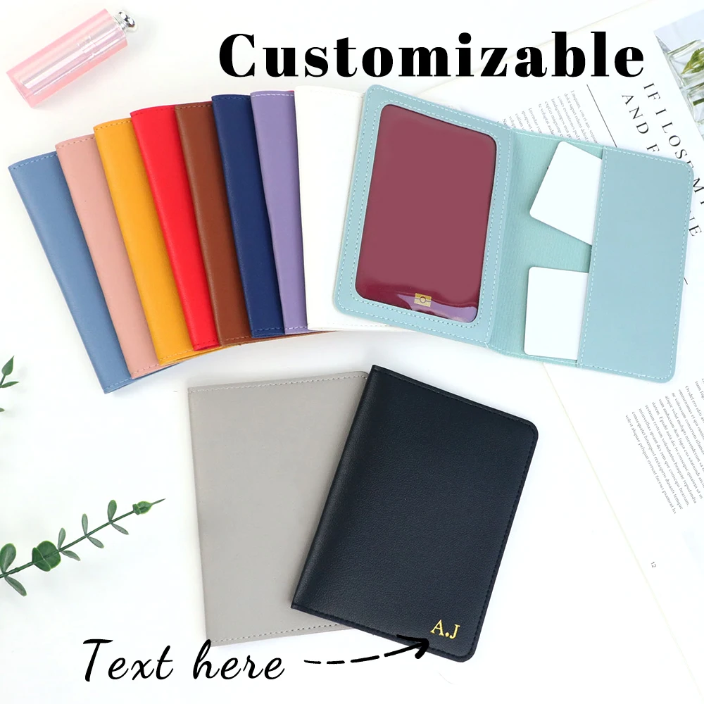 Customized Name PU Leather Passport Holder Case, Passport Bag, Luggage, Travel Wallet, Accessories