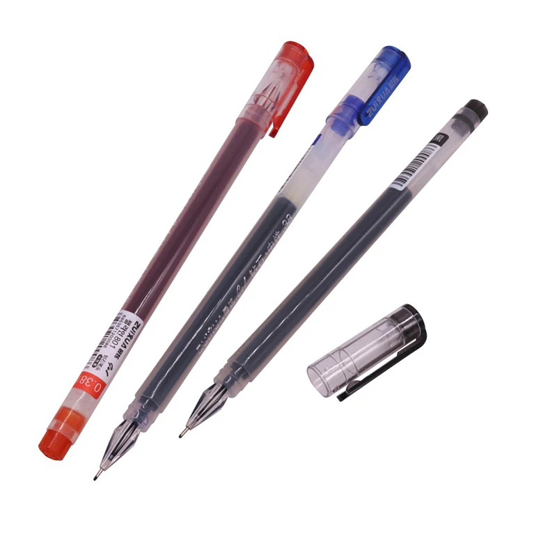 12 Stuks 0.38Mm Grote Capaciteit Inkt Diamant Tip Rood Blauw Zwart Refill Gel Pen Student Briefpapier Schrijfpen kantoor Winkel