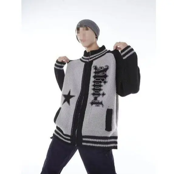 

Loose Knitted Jaet for Men And Women Spring Autumn Faionable Patchwork Personali Match All Sweater Coat Youthful Vitali...