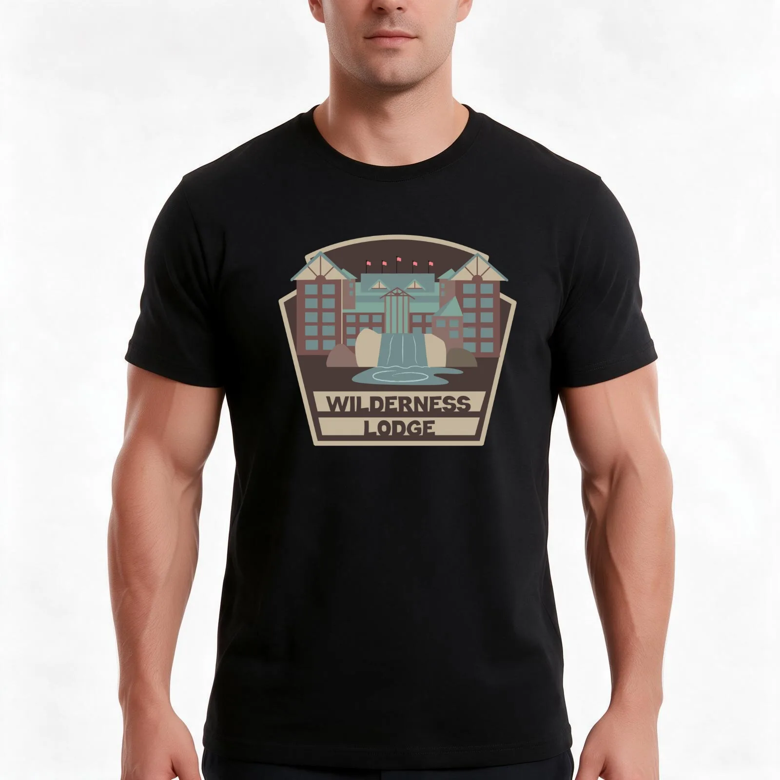 Wilderness Lodge T-Shirt, Summer Casual Cotton Tee, Oversized Streetwear Tops, Vintage Graphic Print, Loose Fit Short Sleeve