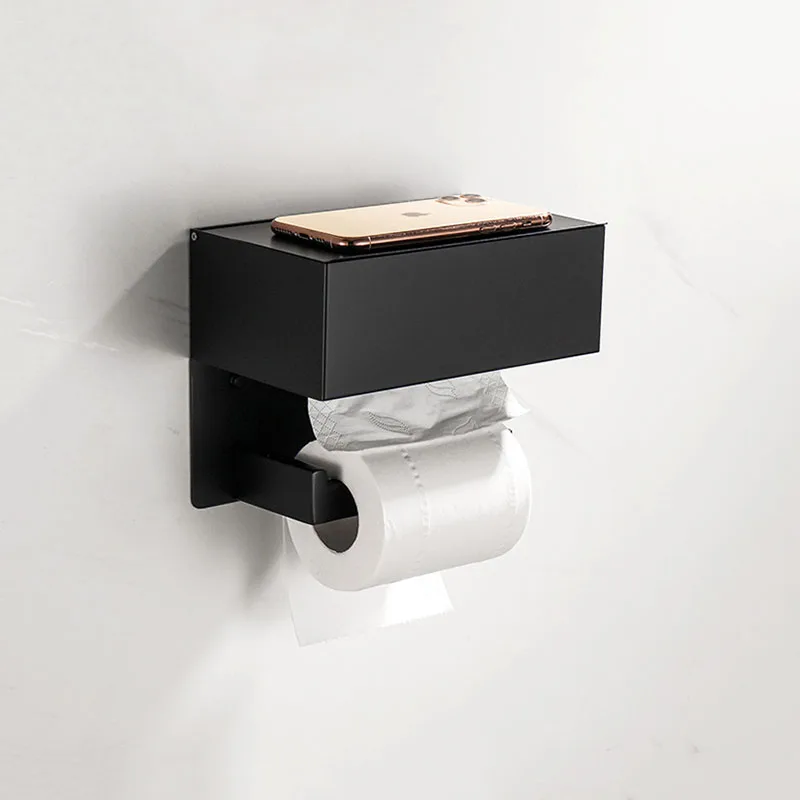 

Black Pull-out Paper Holders 304 Stainless Steel Tissue Box With Cover Toilet Wall Mounted Household Roll Paper Holder