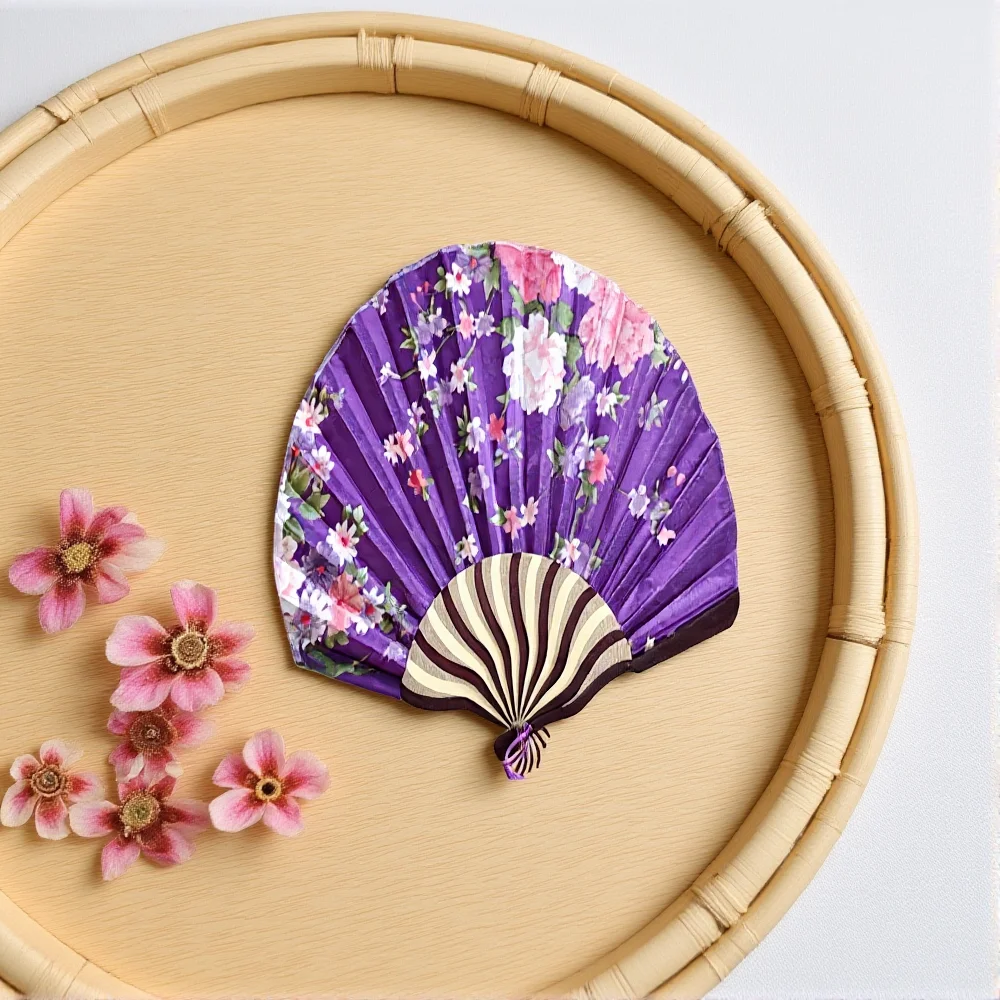 Silk Bamboo Folding Fan Silk Material Chinese  Hand Held Fan Wedding Hand Fan Handheld Size For Gift Choice Chinese Home