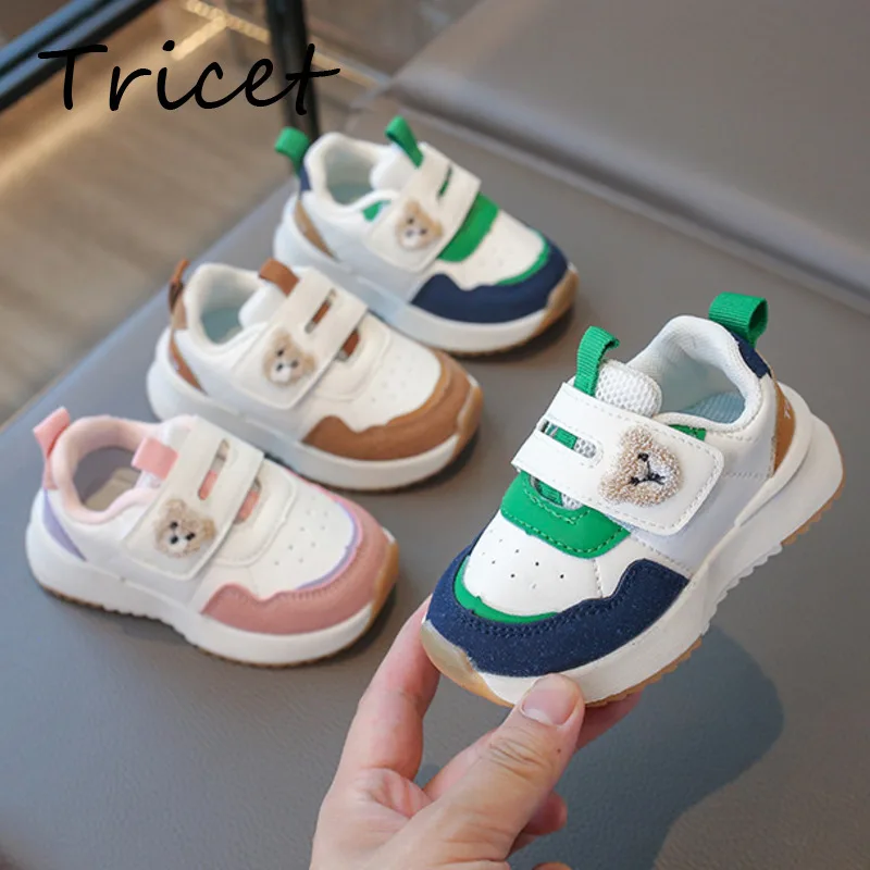 

Cartoon Bear Baby Girls Boys Sneakers Patch Color Hook Loop Kids Running Shoes Soft Sole Comfortable Toddler Kids Sport Shoes