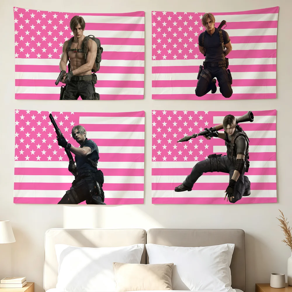 Game Leon S. K-kennedy Flag Wall Decorations Home Decor Suitable For Living Rooms Bedrooms Dormitories Parties And Holidays