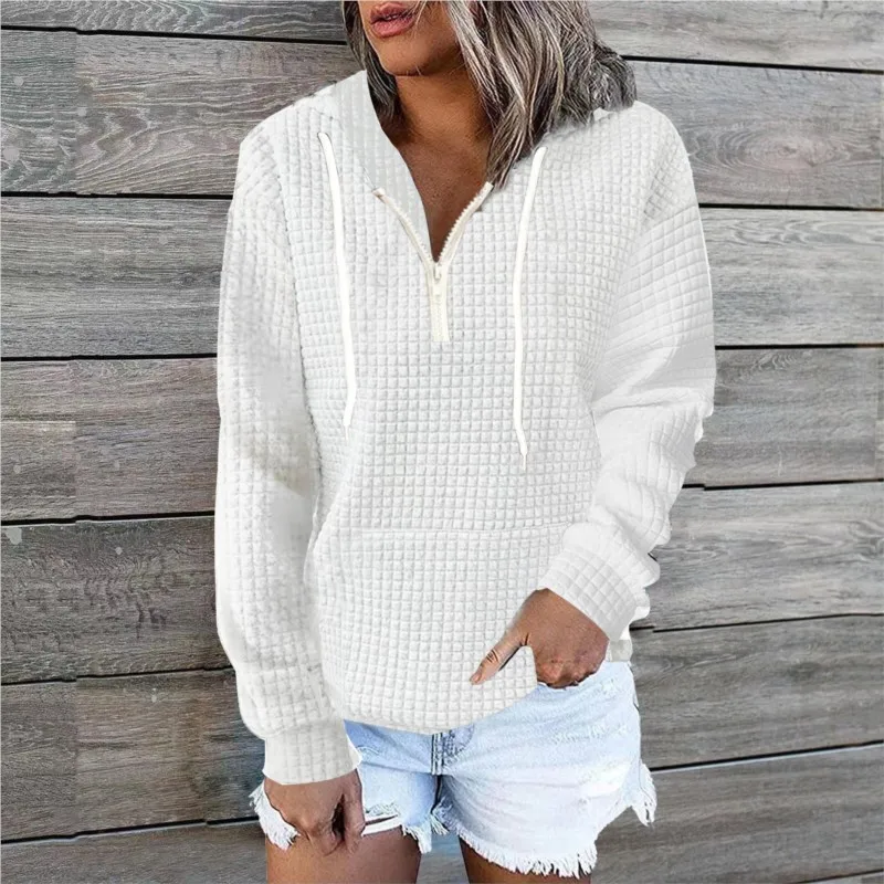 Hoodies New Casual Loose Clothes Loose Women's Tops Pocket Color All-match Long Sleeves Drawstring Pullover Sweatshirts For Lady