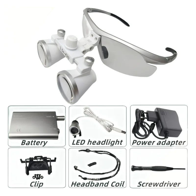 

3.5X Dental Surgical Loupes - Binocular Ergonomic Eyewear for Dentists & Orthodontists with Hard Protective Case
