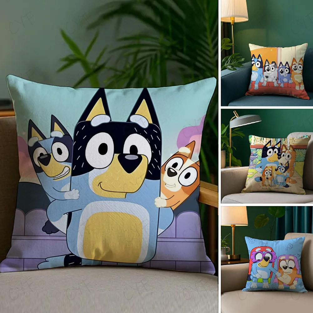 

Anime For B-Blueys Pillow Case Anti-dustmite Pillowcase Invisible zipper silky short plush Sofa cushion cover
