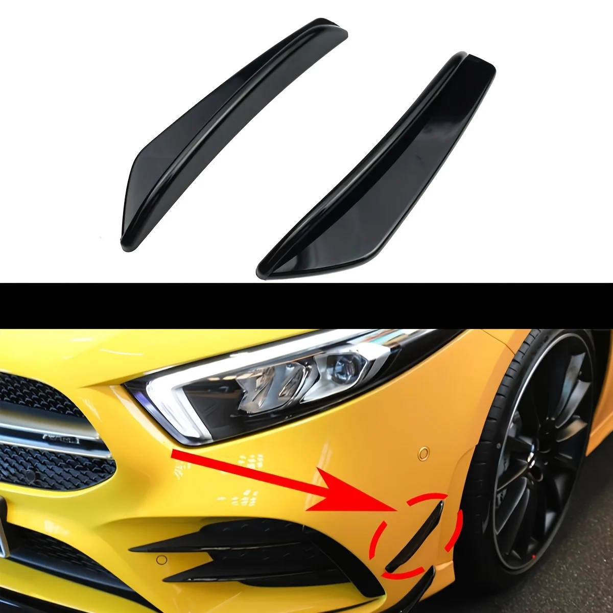 4PCS Car Front Bumper Air Knife Body Decoration Sticker Spoiler Noise Reduction Car Air Knife Front Lip Sticker Car universal FR
