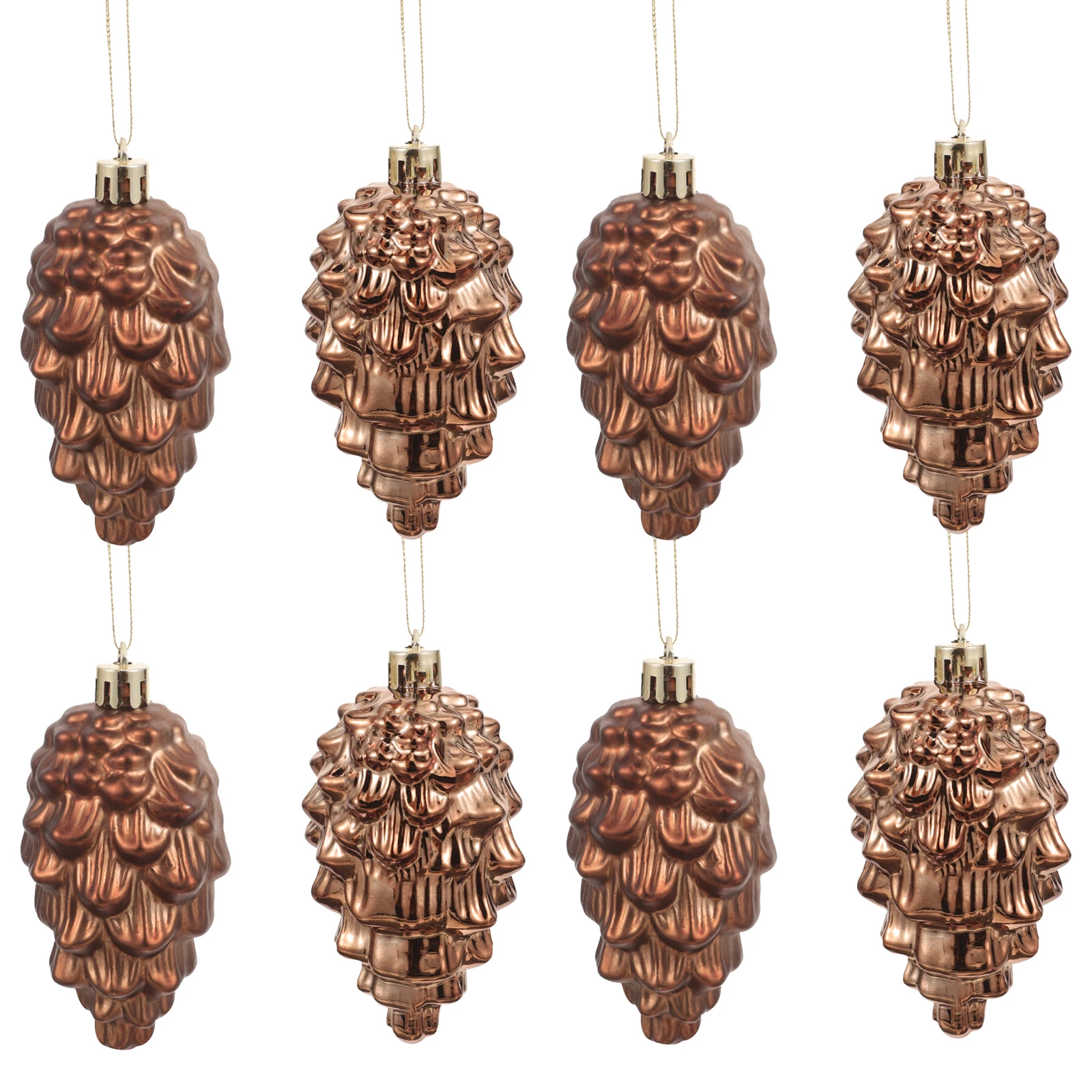 

8pcs Christmas Decorations Shatterproof Ornaments Coffee Color Plastic Pinecones for DIY Holiday Hanging Tree Decor